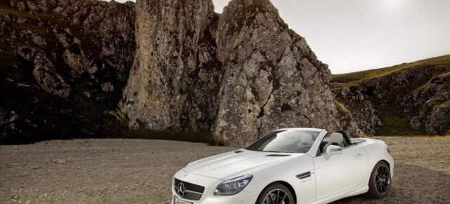 Neu:  Mercedes SLK 55 AMG (2012) : Auf der IAA Frankfurt wird der kleine Mercedes Roadster mit  seinem 422-PS-V8 eine starke Premiere feiern  