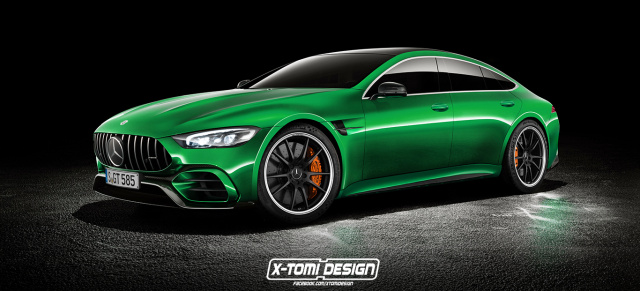 Mercedes-AMG GT Concept: Ausblick auf den Look der Produktion: Vorschlag Nr. 2: Neues Rendering der Serienversion des viertürigen Mercedes-AMG GT Concept mit weniger Bling