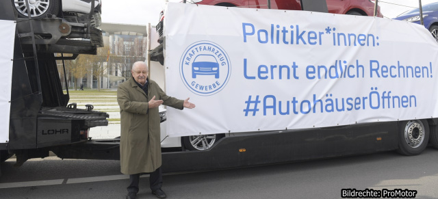 Autohandel & Corona-Lockdown: Protest am Kanzleramt: ZDK fordert bundesweite Öffnung des Autohandels